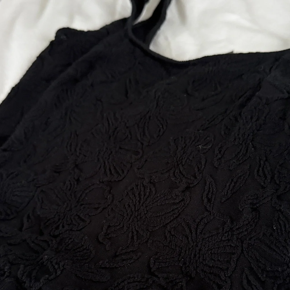 Anthropologie Black Textured Crop Top - Picture 3 of 3